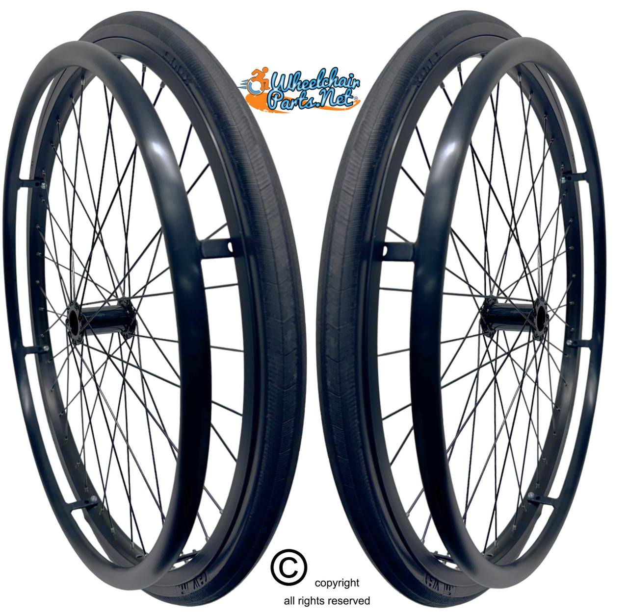SET of 2,  26"x1" (590mm) 36 Spoke Rim with SHOX G1 Solid Tire in BLACK Color