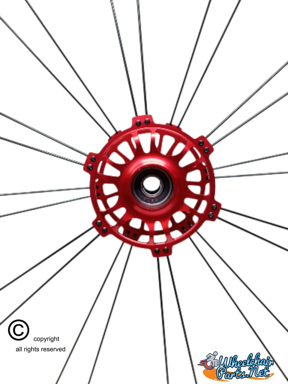 SHIVOXX 24" X 1" (540 Mm) Wheels with Schwalbe RightRun Red Tires. Red Pushrim, Aluminum/Carbon Hub and 1/2" Bearings | Set of 2