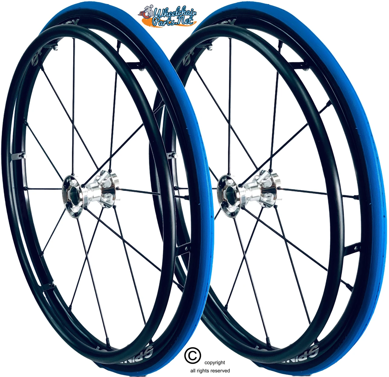 25" SPINERGY 12 SPOKE LX WITH PRIMO RACER TIRES. PAIR