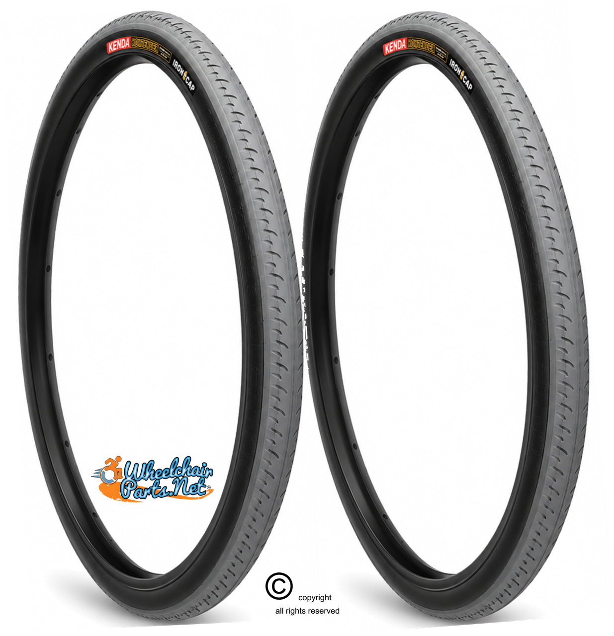 Kenda Kontender 700x23c (23-622) Iron Cap Grey with Black Sidewall Racing & Court Tire | Set of 2