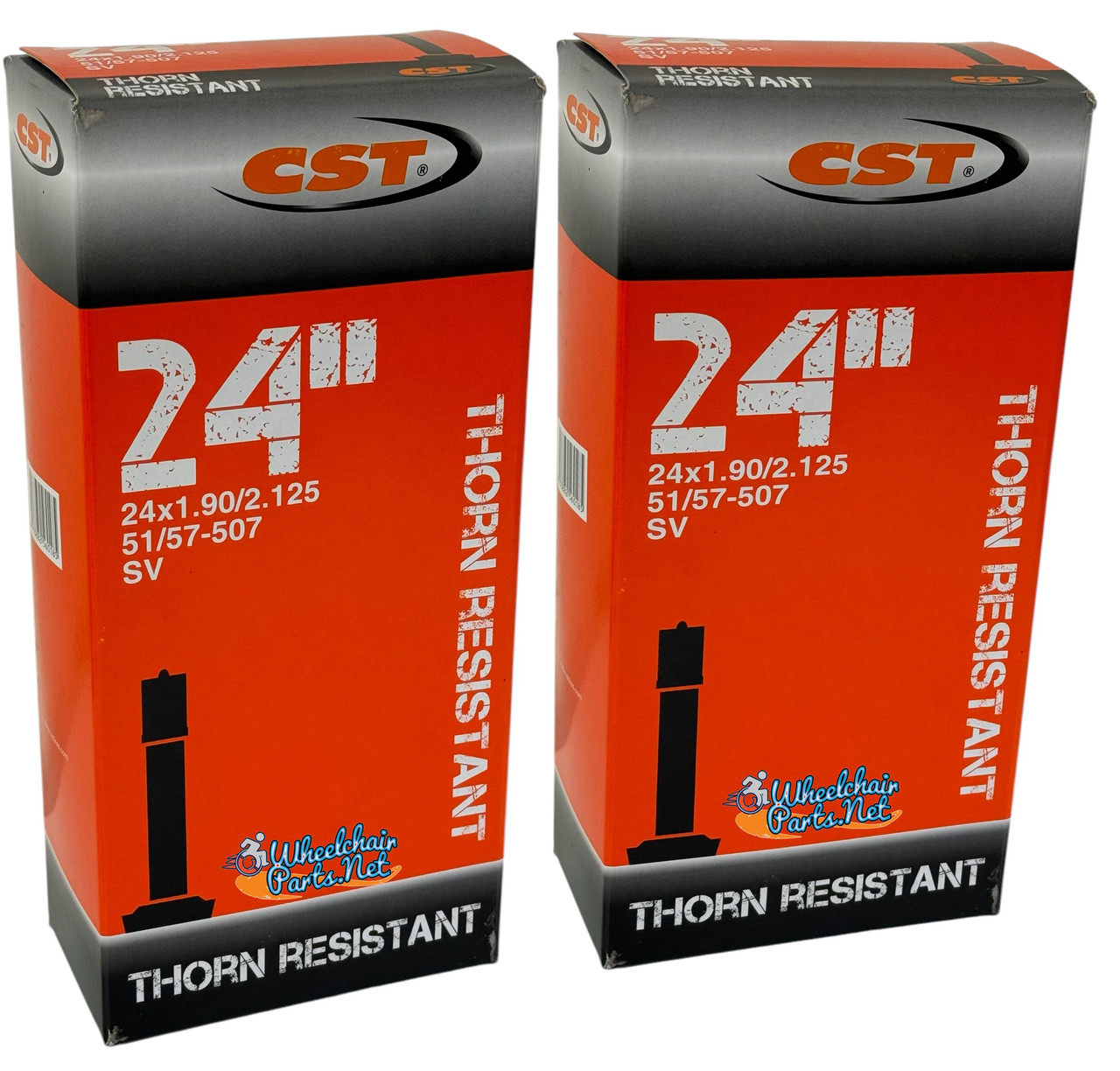 24 x 1.90/2.125" (51/27-507) Thorn Resistant Inner Tube with Standard Valve | Set of 2