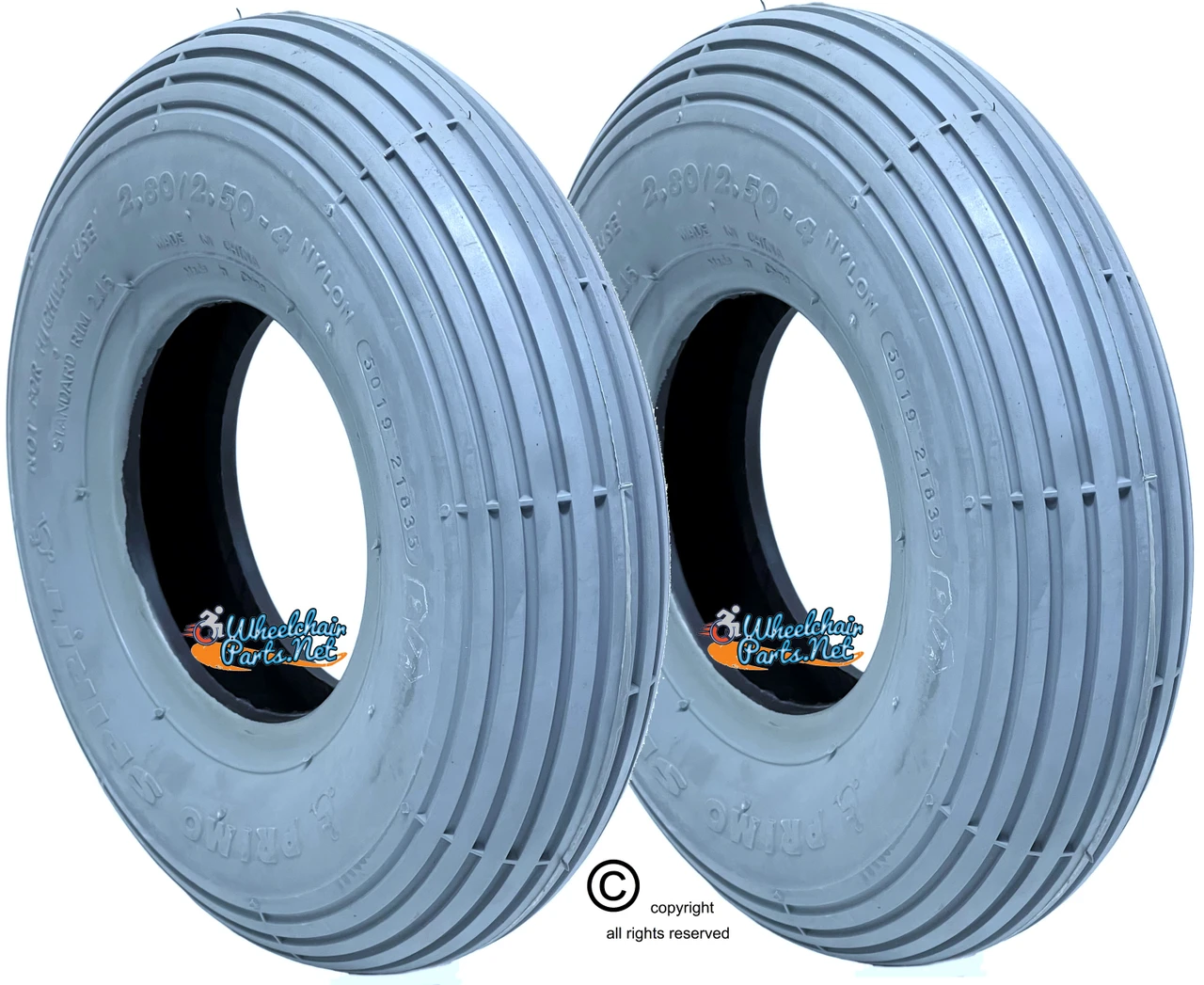 9 X 2-3/4" (280X250-4) RIB TIRE. SOLD AS PAIR