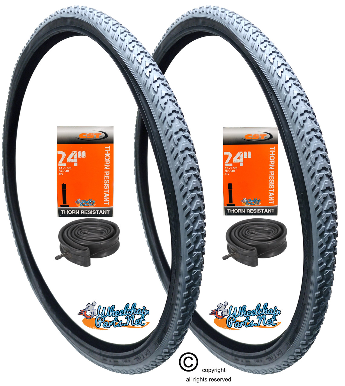 24 X 1-3/8"  ALL TERRAIN KNOBBY TREAD. SOLD AS PAIR