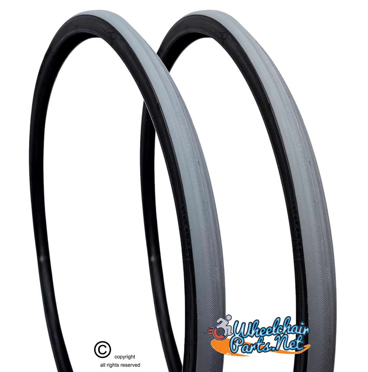 24 X 1"  (25-540) PRIMO, GRAY V-TRAC. AIR PNEUMATIC TIRE. SOLD AS PAIR