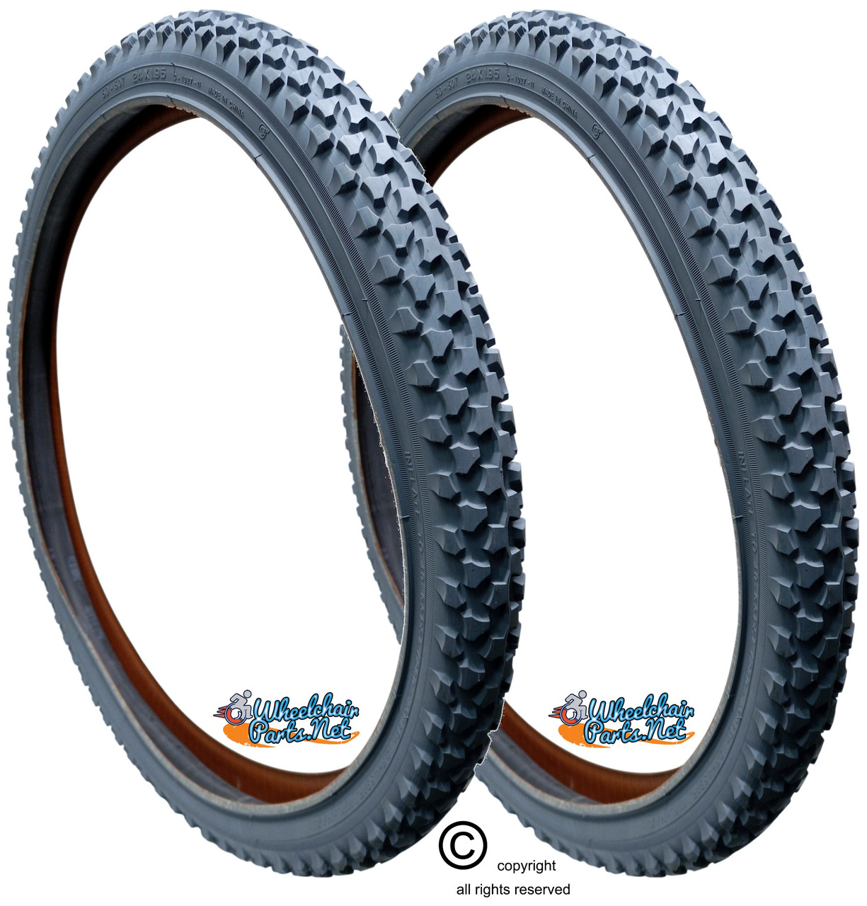24 X 1.95 (50-507) KNOBBY TIRE. FITS on 22" Rims. Sold as Pair.
