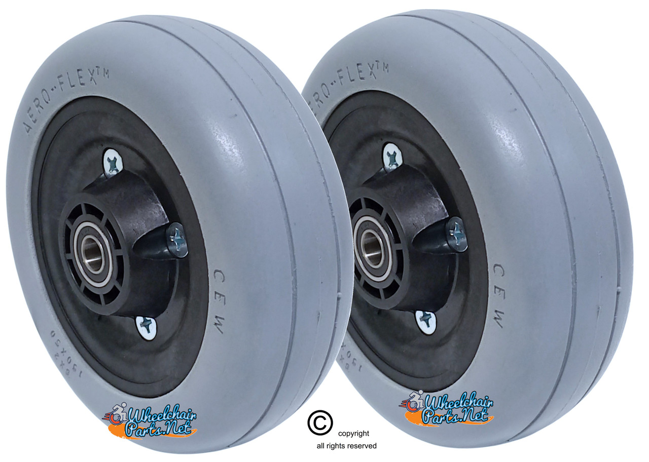 6X2" Invacare Type 2 Piece Wheel W/ Urethane Tire. 7/16" Bearings. Sold As Pair