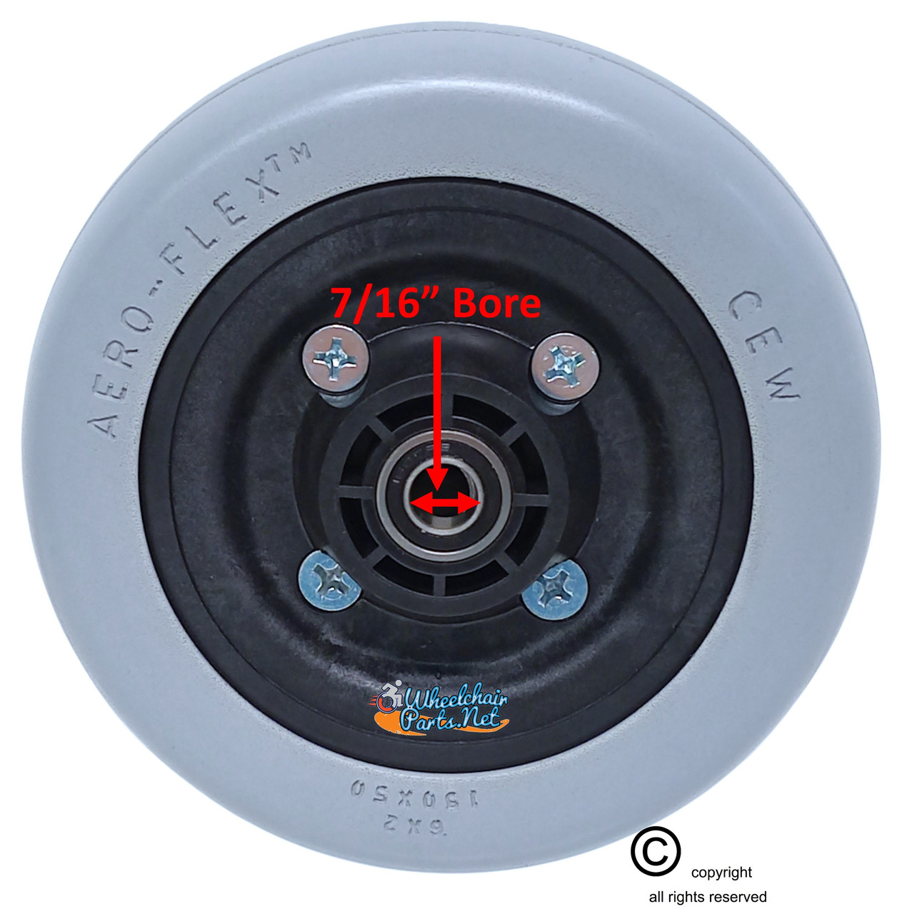 6X2" Invacare Type 2 Piece Wheel W/ Urethane Tire. 7/16" Bearings. Sold As Pair