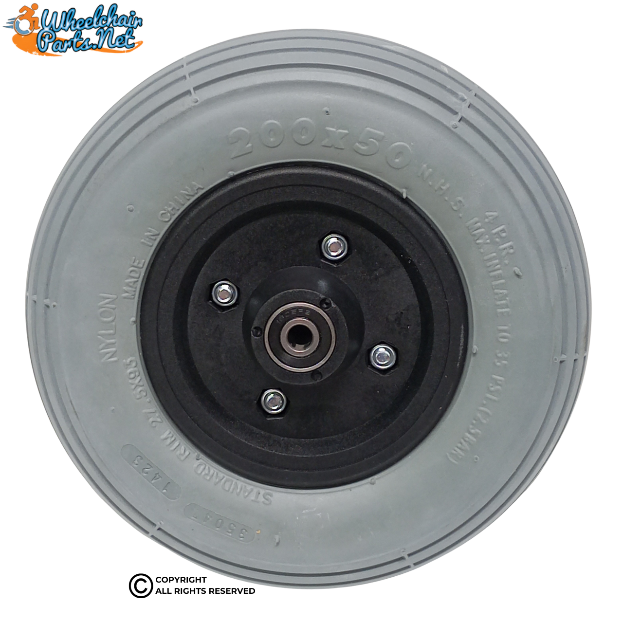 CW193-5 8" x 2" (200 x 50) Foam-Filled Caster Wheel Assembly with 5/16" Precision Bearings | Set of 2