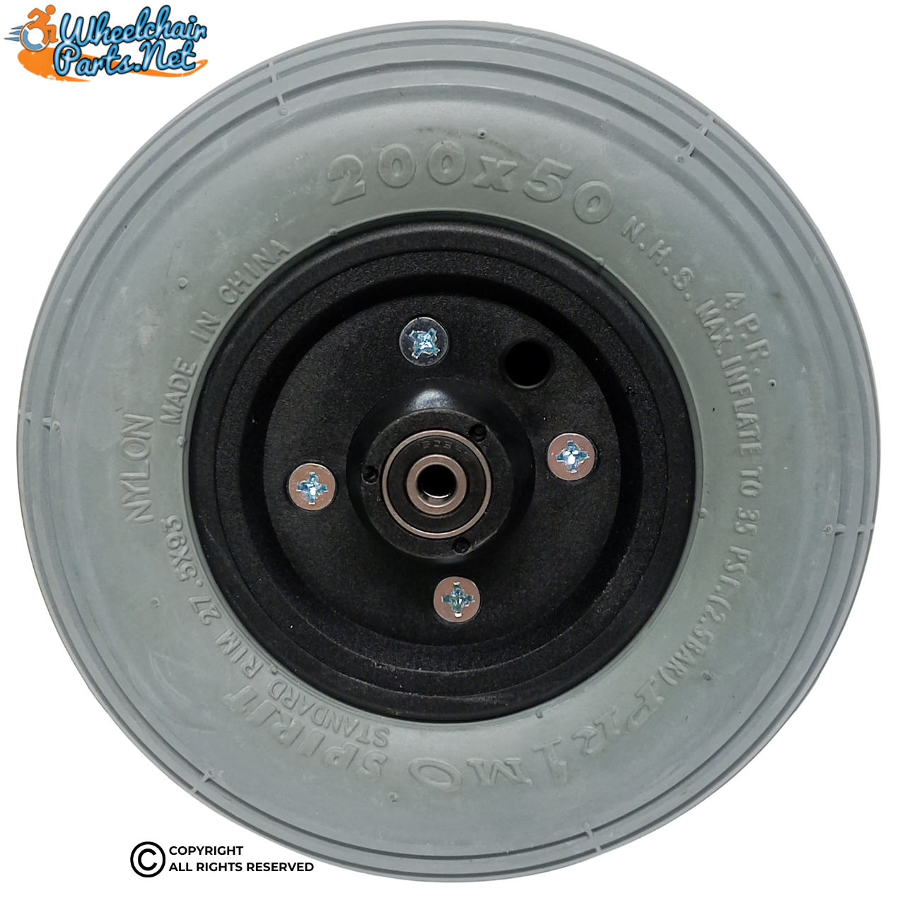 CW193-5 8" x 2" (200 x 50) Foam-Filled Caster Wheel Assembly with 5/16" Precision Bearings | Set of 2