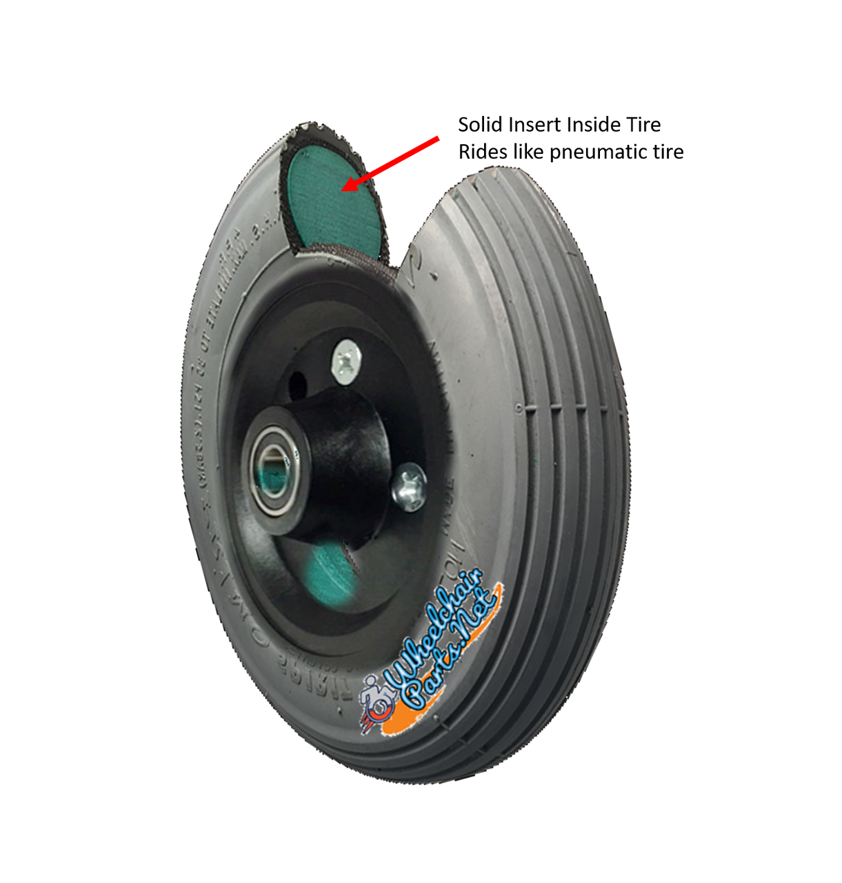 CW193-5 8" x 2" (200 x 50) Foam-Filled Caster Wheel Assembly with 5/16" Precision Bearings | Set of 2