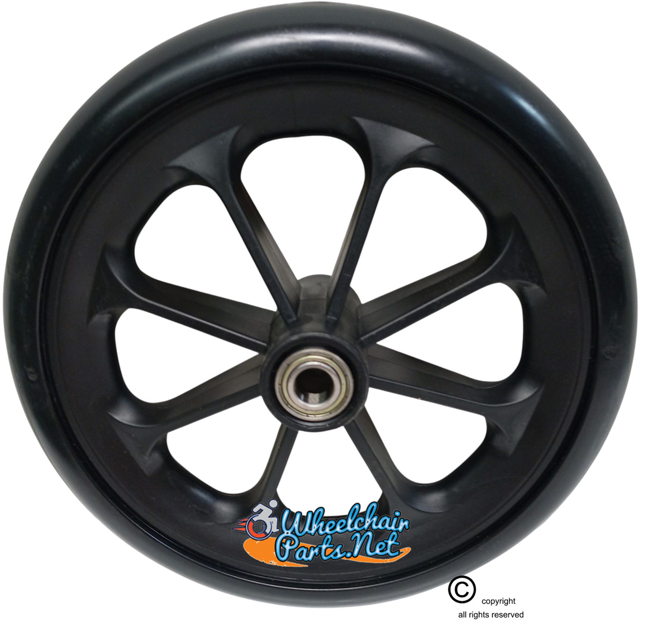 8" Front Caster Wheel Assembly, with 11mm  (7/16') Bearings for Drive Cirrus IV, Cruiser X4, & Silver Sport 2 Manual Wheelchair.  Sold as each