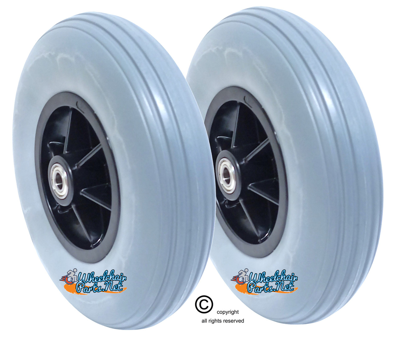 8"x2" (200x50) Caster Wheel Assembly for Pride Jazzy  Power Chairs (3/8" Bearings). Sold as Pairs