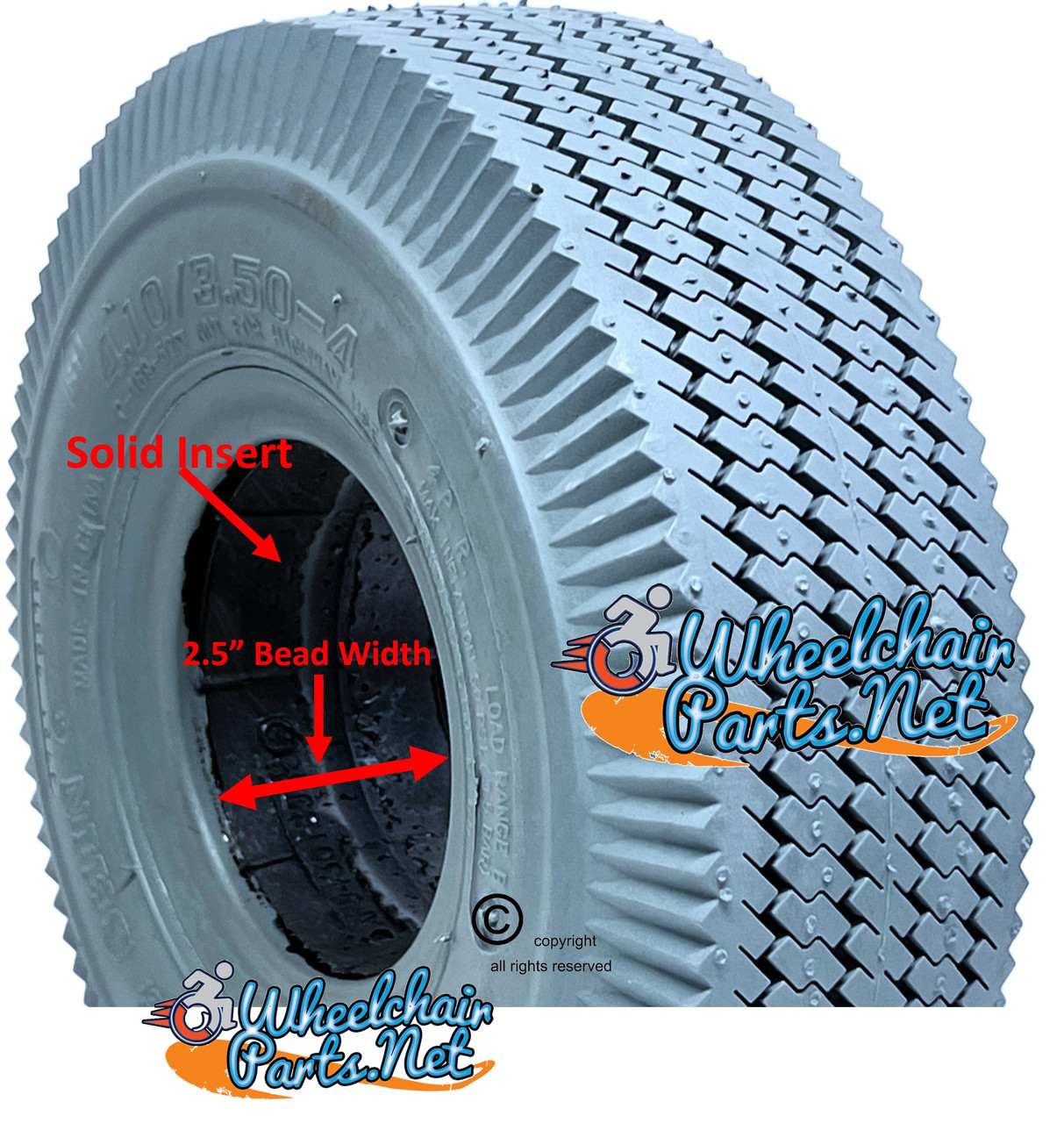 F077 4.10 X 3.50-4 (11 x 4") SAWTOOTH FOA M FILL TIRE