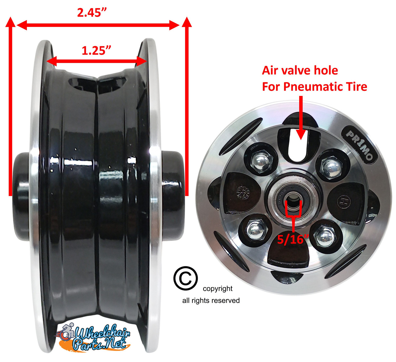 8 x 2" ALLOY WHEEL TWO PIECE WHEEL. 2 1/2" Hub Width No Tire. Set of 2