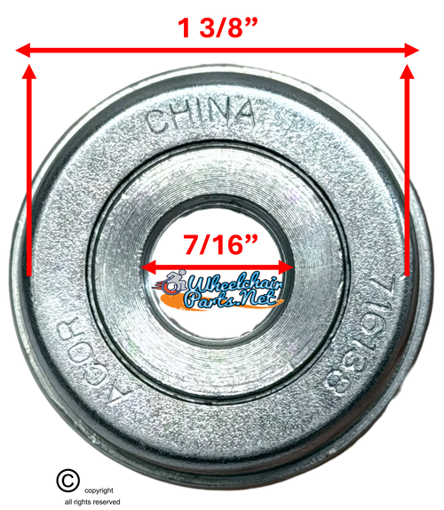 7/16" X 1 3/8" FLANGED BEARING Rear Wheel. Pack of 4