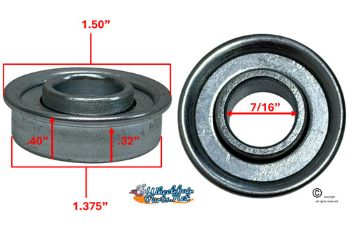 7/16" X 1 3/8" FLANGED BEARING Rear Wheel. Pack of 4