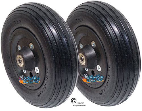 7 X 2"  QUICKIE CASTER WHEEL WITH BLACK URETHANE RIB TIRE - SOLD AS PAIR 7 X 2"  QUICKIE CASTER WHEEL WITH BLACK URETHANE RIB TIRE - SOLD AS PAIR