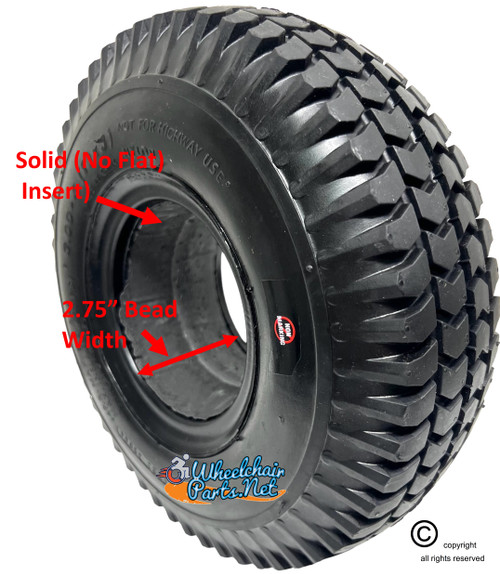 F059- 10X3"  KNOBBY BLACK  FOAM FILL TIRE - NON MARKING