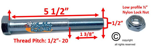 1/2" x 5 1/2" STANDARD AXLE WITH NYLOCK NUT.