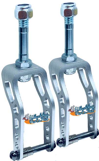 Universal 6" Aluminum Caster Fork. Fits 3", 4", 5" and 6" Wheels. Silver Color Universal 6" Aluminum Caster Fork. Fits 3", 4", 5" and 6" Wheels. Silver Color