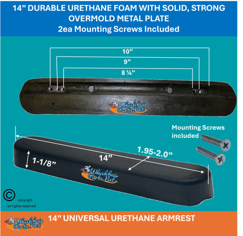 14" FULL LENGTH FOAM URETHANE ARMRES  - SOLD AS PAIR