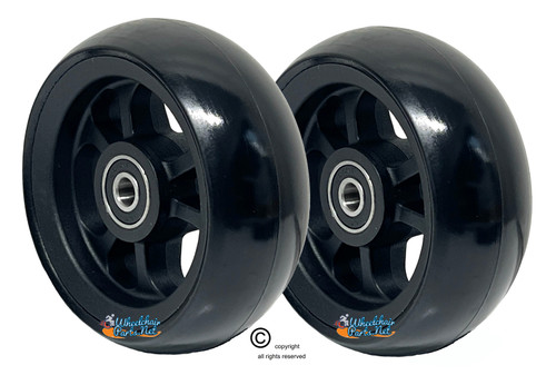 3" x 1.4" Caster Wheel With Composite (nylon) Rim and 5/16" Bearings.