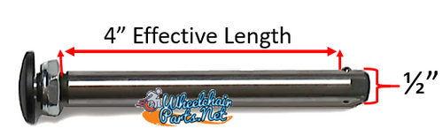 Quick Release Axle 4" x 1/2" (102mm), Big BLACK Button