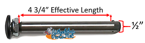 Quick Release Axle 4 3/4" x 1/2" (122mm), Big BLACK Button