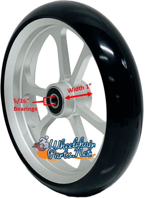 6" x 1.4" Caster Wheel With Aluminum Rim and 5/16" Bearings.