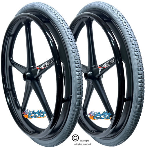 Set of 2 X-CORE Wheels  24 x 1 3/8" (540) WITH PNEUMATIC TIRES &TUBES