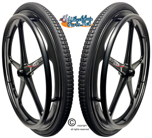Set of 2 X-CORE Wheels  24 x 1 3/8" (540) WITH PNEUMATIC TIRES &TUBES