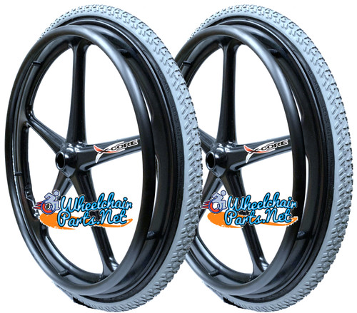 Set of 2 X-CORE Wheels  24 x 1 3/8" (25-540) WITH PRIMO ALL Terrain AIR Tires Set of 2 X-CORE Wheels  24 x 1 3/8" (25-540) WITH PRIMO ALL Terrain AIR Tires