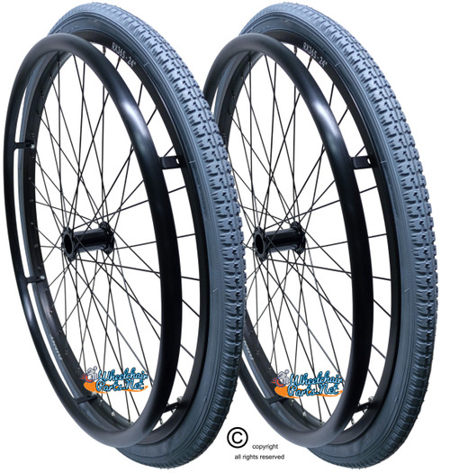 SET of 2,  24"x1 3/8" (540mm) PNEUMATIC ASSEMBLY, 36Spoke Rim TIRES & TUBES. PUSH RIMS