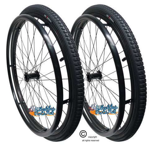 SET of 2, 24"x1 3/8" (540mm) 36Spoke Rim With Black Non-Marking Street Tread Air Tire and Tubes