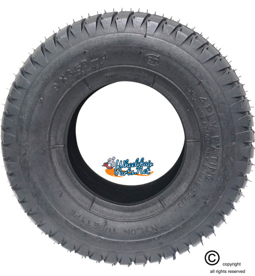 T060B-  9 X 3.5-4" (9X3.50-4) KNOBBY BLACK TIRE. SOLD AS PAIR