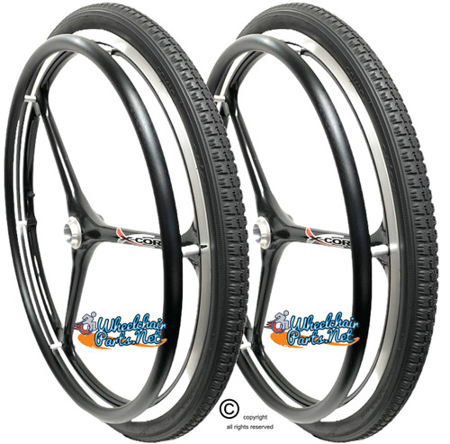 SET of X-CORE 24" (540m) 3 Spoke Wheel With BLACK (Non Marking) Primo Orion Tires SET of X-CORE 24" (540m) 3 Spoke Wheel With BLACK (Non Marking) Primo Orion Tires