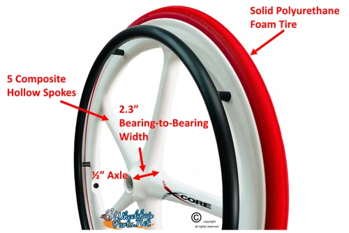 Set of 2 X-CORE Wheels 24" (540) WHITE Color & SHOX Tires in RED COLOR