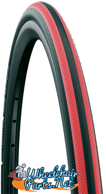 SCHWALBE RIGHTRUN 24" x 1" Black with Red tread. Pneumatic Tire. Sold as Pair.