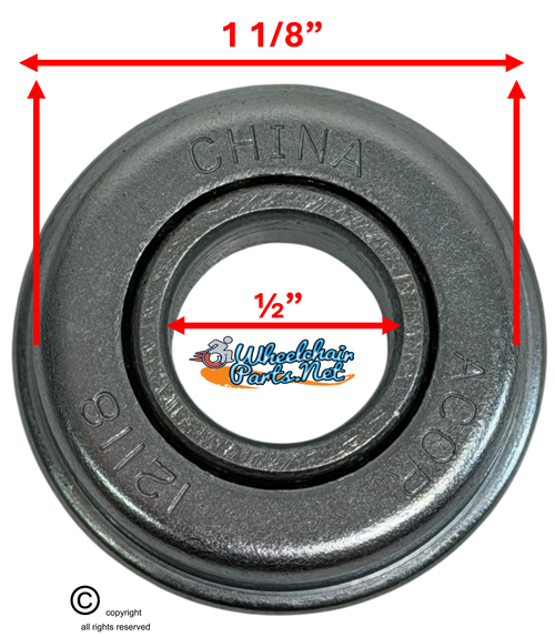 1/2 x 1 1/8"  FLANGED CASTER STEM AND REAR WHEEL BEARING. Sold as Pack of 4