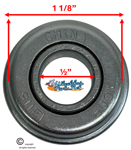 1/2 x 1 1/8"  FLANGED CASTER STEM AND REAR WHEEL BEARING. Sold as Pack of 4