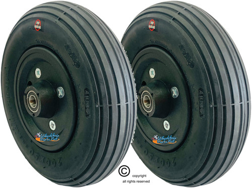 CW196-7    8 x 2" BLACK Non-Marking Pneumatic Tire and Tube Assembly. 7/16" Bearings