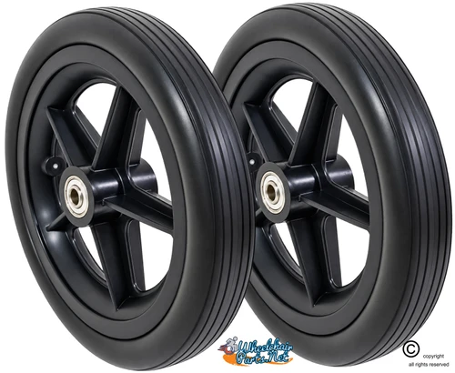 7" x 1.25" Solid Wheel with Bearings and Hub Width 1.6" | Set of 2