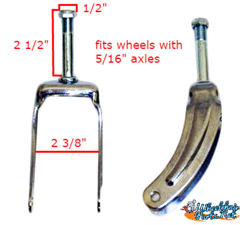 CF030- E & J 8" CHROME STEEL CASTER FORK Fits 5/16" AXLE.  SOLD IN PAIRS