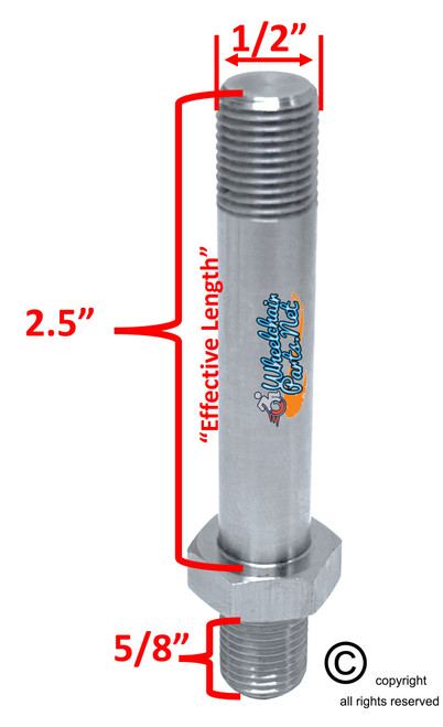 CSB025 - 2.5" STAINLESS STEEL STEM BOLT WITH NUTS AND WASHERS. SET OF 2