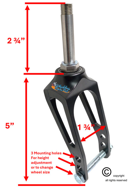 CF055- 6" ALUMINUM CASTER FORKS FITS 5/16" AXLE. SOLD IN PAIRS