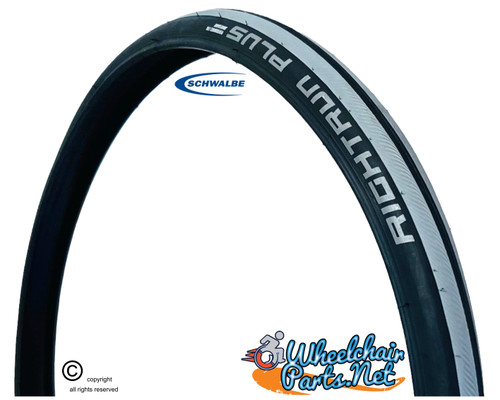 Schwalbe Marathon Plus Rollstuhlreifen 24x1 3/8 (37-540) – Black, Mit SmartGuard Pannenschutz
