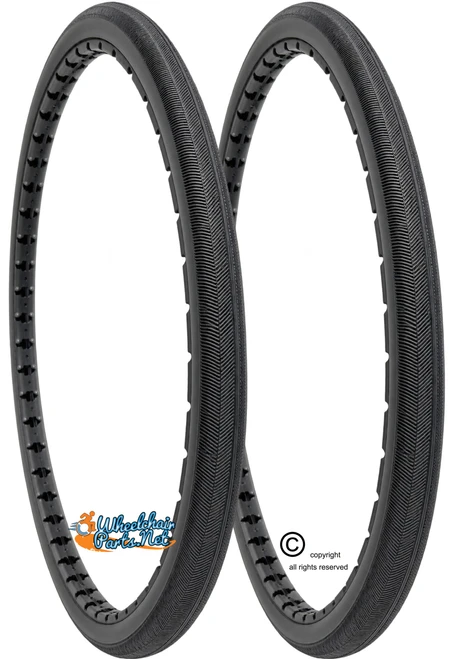 20" x 1" (451 mm) Herringbone Solid Polyurethane Wheelchair Tires | Set of 2