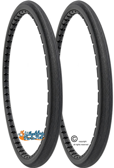 22" x 1" (501 mm) Herringbone Solid Polyurethane Wheelchair Tires | Set of 2