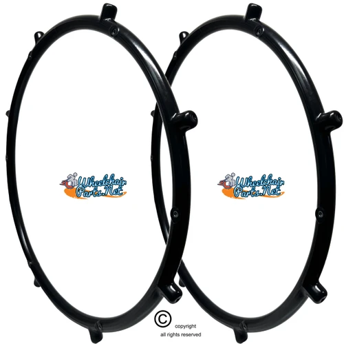 26" PUSHRIM 6 RIVNUTS, VINYL COATED WITH 8 STRAIGHT PROJECTIONS