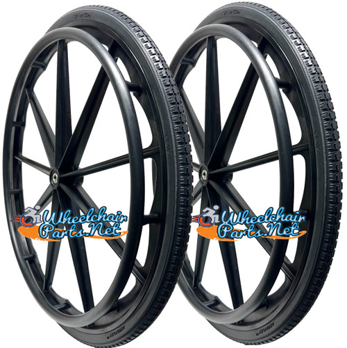 25" x 1 3/8" 9 Spoke Mag Wheel With Polyurethan Foam Tire in Black Color 25" x 1 3/8" 9 Spoke Mag Wheel With Polyurethan Foam Tire in Black Color